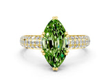 Yellow gold Marquise Cut Cut Pave Diamond Engagement Ring with Channel Set Band and Four-Prong Setting