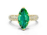 Yellow gold Marquise Cut Cut Pave Diamond Engagement Ring with Channel Set Band and Four-Prong Setting