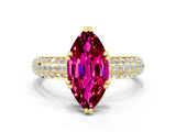Yellow gold Marquise Cut Cut Pave Diamond Engagement Ring with Channel Set Band and Four-Prong Setting