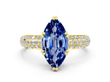 Yellow gold Marquise Cut Cut Pave Diamond Engagement Ring with Channel Set Band and Four-Prong Setting