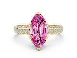 Yellow gold Marquise Cut Cut Pave Diamond Engagement Ring with Channel Set Band and Four-Prong Setting