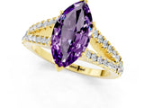 Yellow gold Marquise Cut Cut Split Shank Pave Diamond Engagement Ring with Four-Prong Setting_1