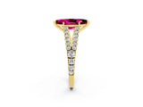 Yellow gold Marquise Cut Cut Split Shank Pave Diamond Engagement Ring with Four-Prong Setting_2