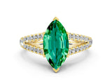 Yellow gold Marquise Cut Cut Split Shank Pave Diamond Engagement Ring with Four-Prong Setting