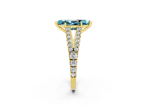 Yellow gold Marquise Cut Cut Split Shank Pave Diamond Engagement Ring with Four-Prong Setting_2