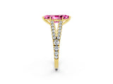 Yellow gold Marquise Cut Cut Split Shank Pave Diamond Engagement Ring with Four-Prong Setting_2