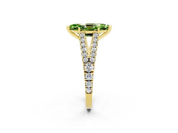 Yellow gold Marquise Cut Cut Split Shank Pave Diamond Engagement Ring with Four-Prong Setting