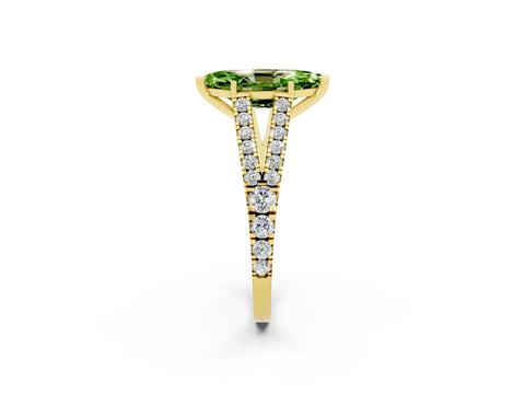Yellow gold Marquise Cut Cut Split Shank Pave Diamond Engagement Ring with Four-Prong Setting_2