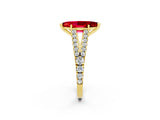 Yellow gold Marquise Cut Cut Split Shank Pave Diamond Engagement Ring with Four-Prong Setting_2
