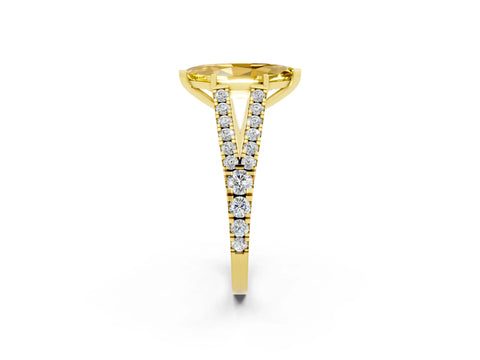 Yellow gold Marquise Cut Cut Split Shank Pave Diamond Engagement Ring with Four-Prong Setting_2