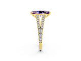 Yellow gold Marquise Cut Cut Split Shank Pave Diamond Engagement Ring with Four-Prong Setting_2