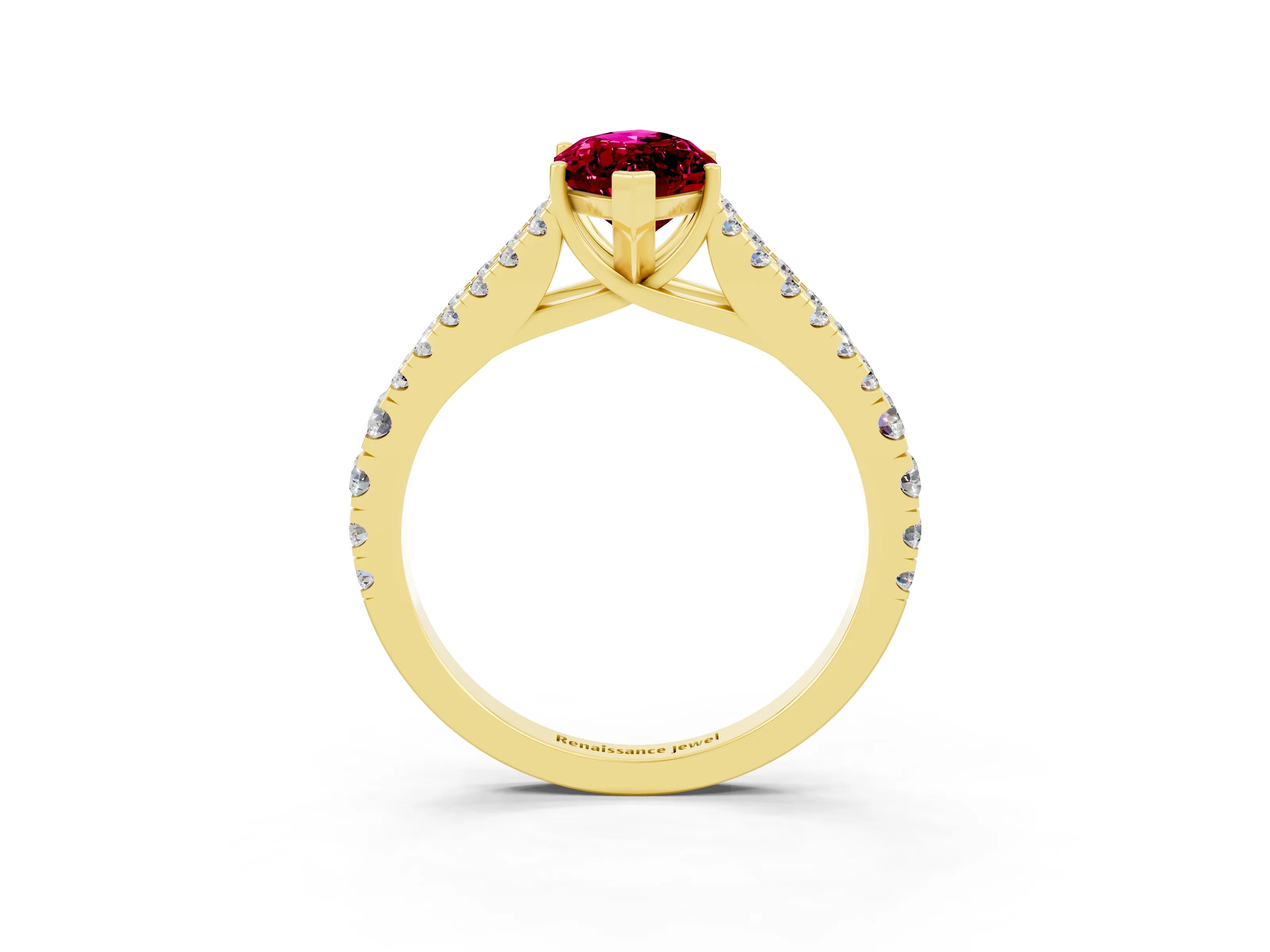 Yellow gold Marquise Cut Cut Split Shank Pave Diamond Engagement Ring with Four-Prong Setting_3