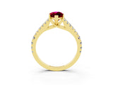 Yellow gold Marquise Cut Cut Split Shank Pave Diamond Engagement Ring with Four-Prong Setting_3