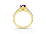 Yellow gold Marquise Cut Cut Split Shank Pave Diamond Engagement Ring with Four-Prong Setting_3