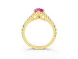 Yellow gold Marquise Cut Cut Split Shank Pave Diamond Engagement Ring with Four-Prong Setting_3