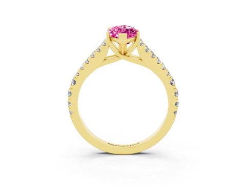 Yellow gold Marquise Cut Cut Split Shank Pave Diamond Engagement Ring with Four-Prong Setting_3