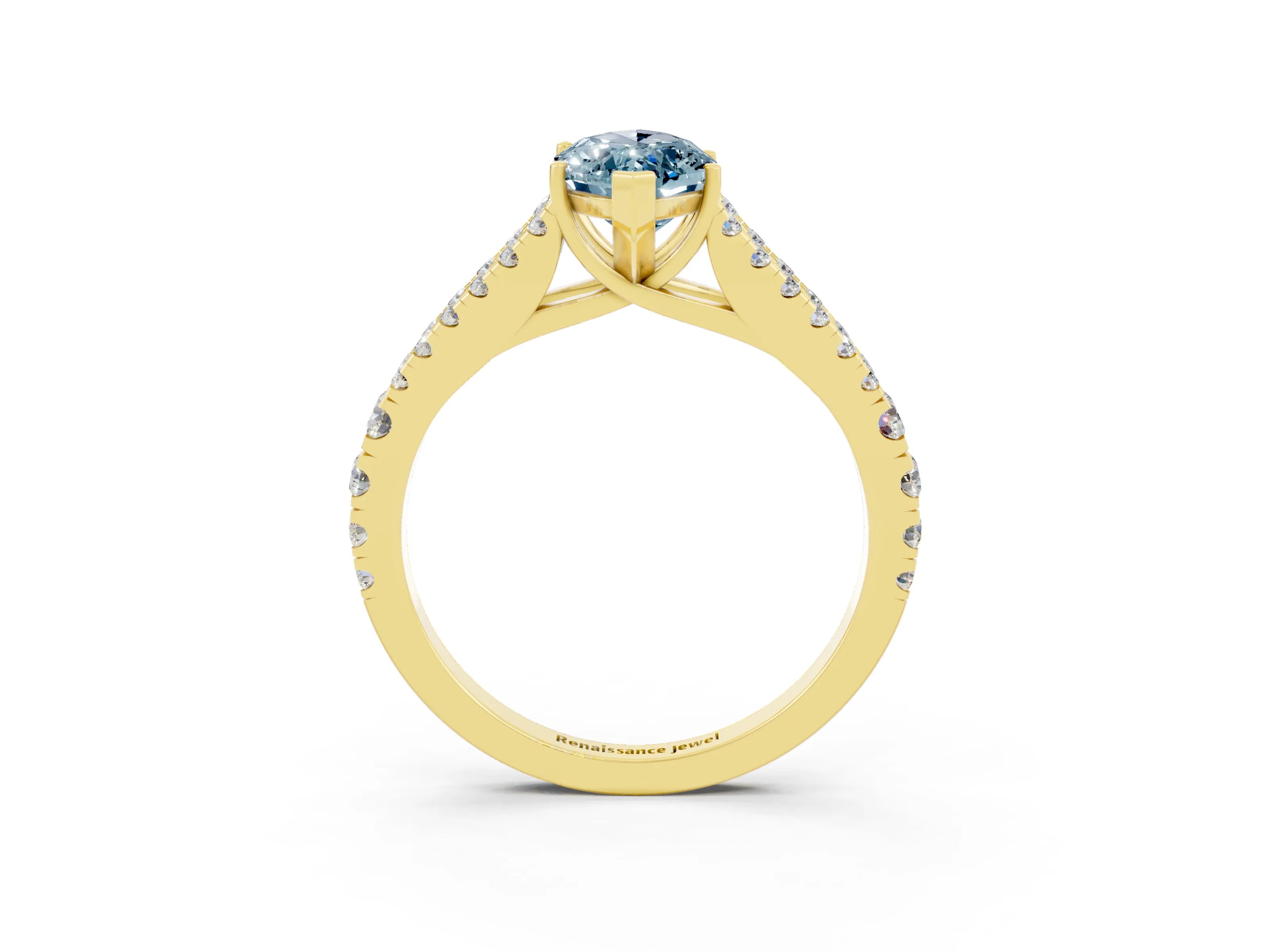 Yellow gold Marquise Cut Cut Split Shank Pave Diamond Engagement Ring with Four-Prong Setting_3