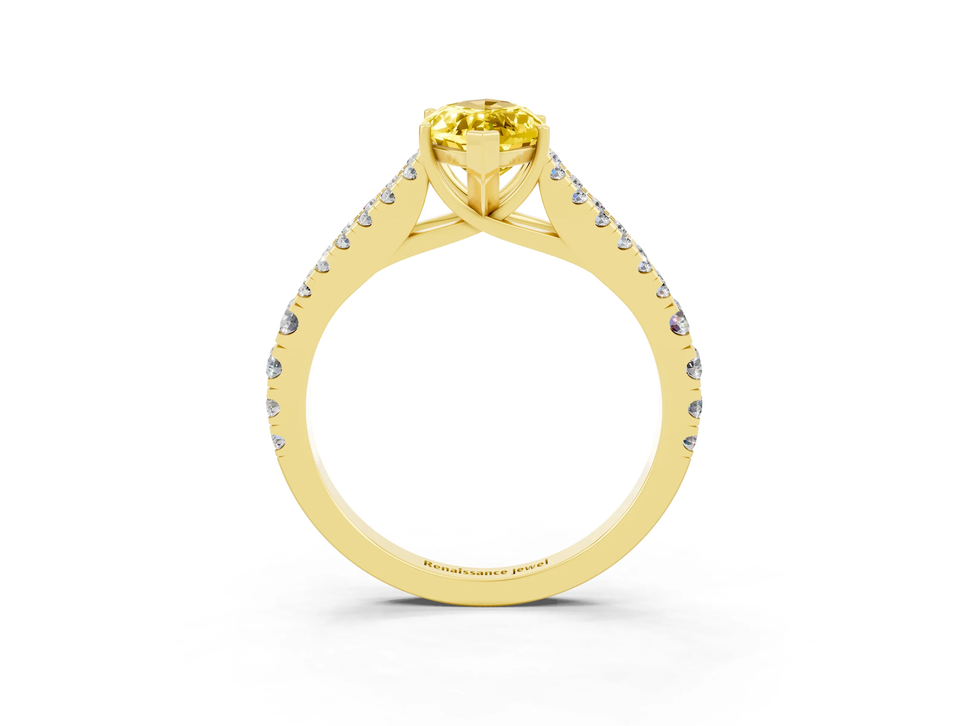 Yellow gold Marquise Cut Cut Split Shank Pave Diamond Engagement Ring with Four-Prong Setting_3