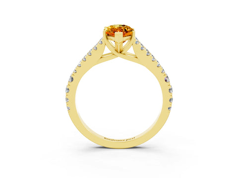 Yellow gold Marquise Cut Cut Split Shank Pave Diamond Engagement Ring with Four-Prong Setting_3