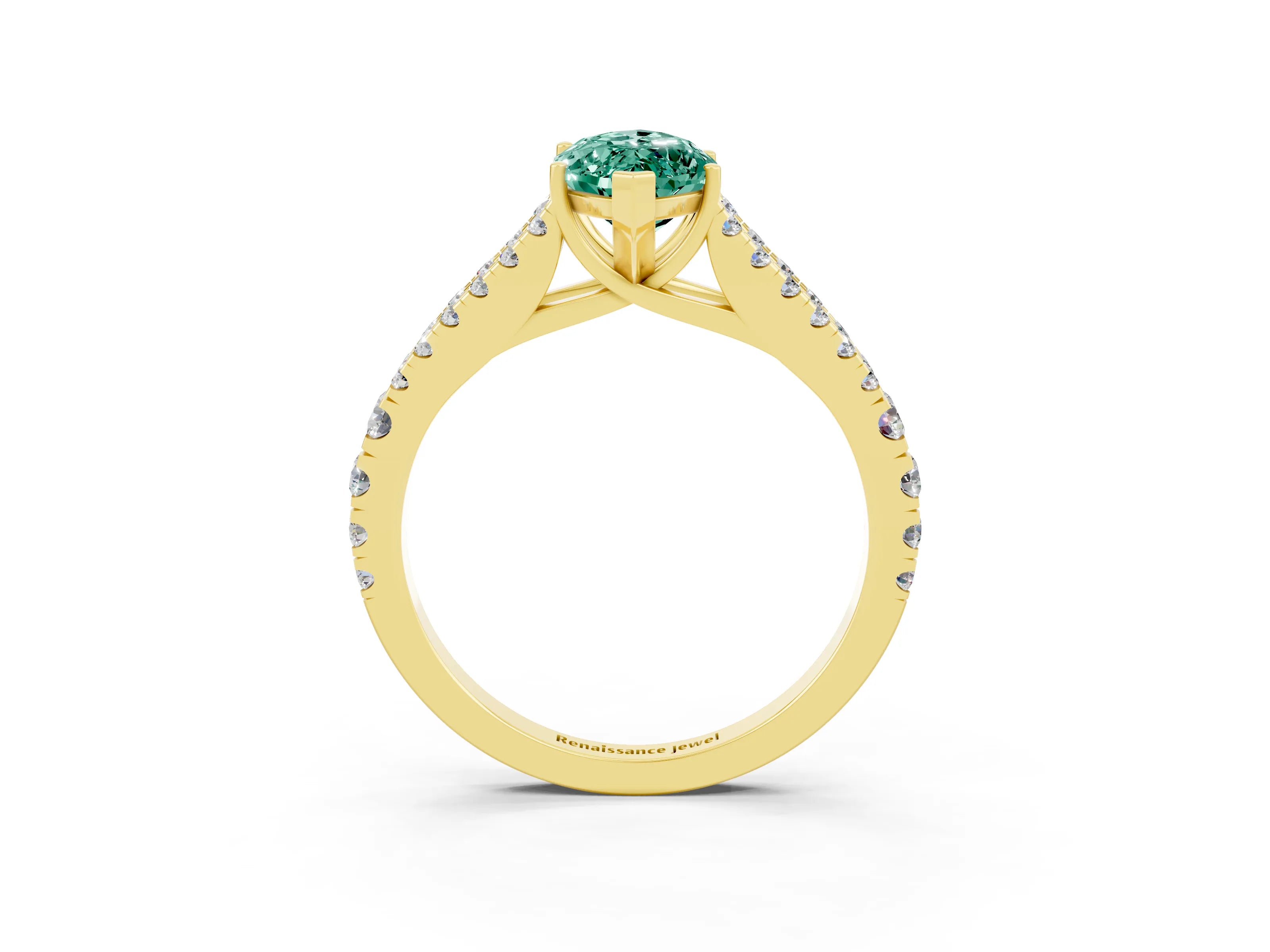 Yellow gold Marquise Cut Cut Split Shank Pave Diamond Engagement Ring with Four-Prong Setting_3