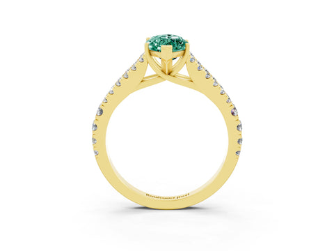 Yellow gold Marquise Cut Cut Split Shank Pave Diamond Engagement Ring with Four-Prong Setting_3