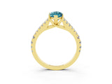 Yellow gold Marquise Cut Cut Split Shank Pave Diamond Engagement Ring with Four-Prong Setting_3