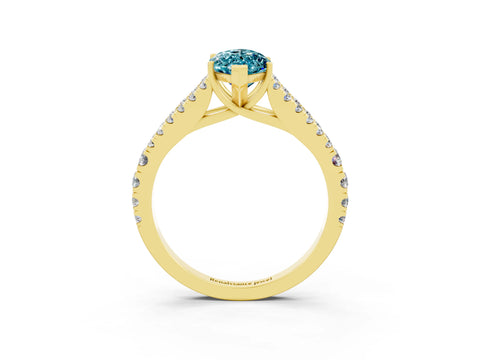 Yellow gold Marquise Cut Cut Split Shank Pave Diamond Engagement Ring with Four-Prong Setting_3