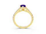 Yellow gold Marquise Cut Cut Split Shank Pave Diamond Engagement Ring with Four-Prong Setting_3