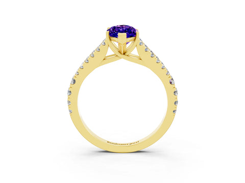 Yellow gold Marquise Cut Cut Split Shank Pave Diamond Engagement Ring with Four-Prong Setting_3