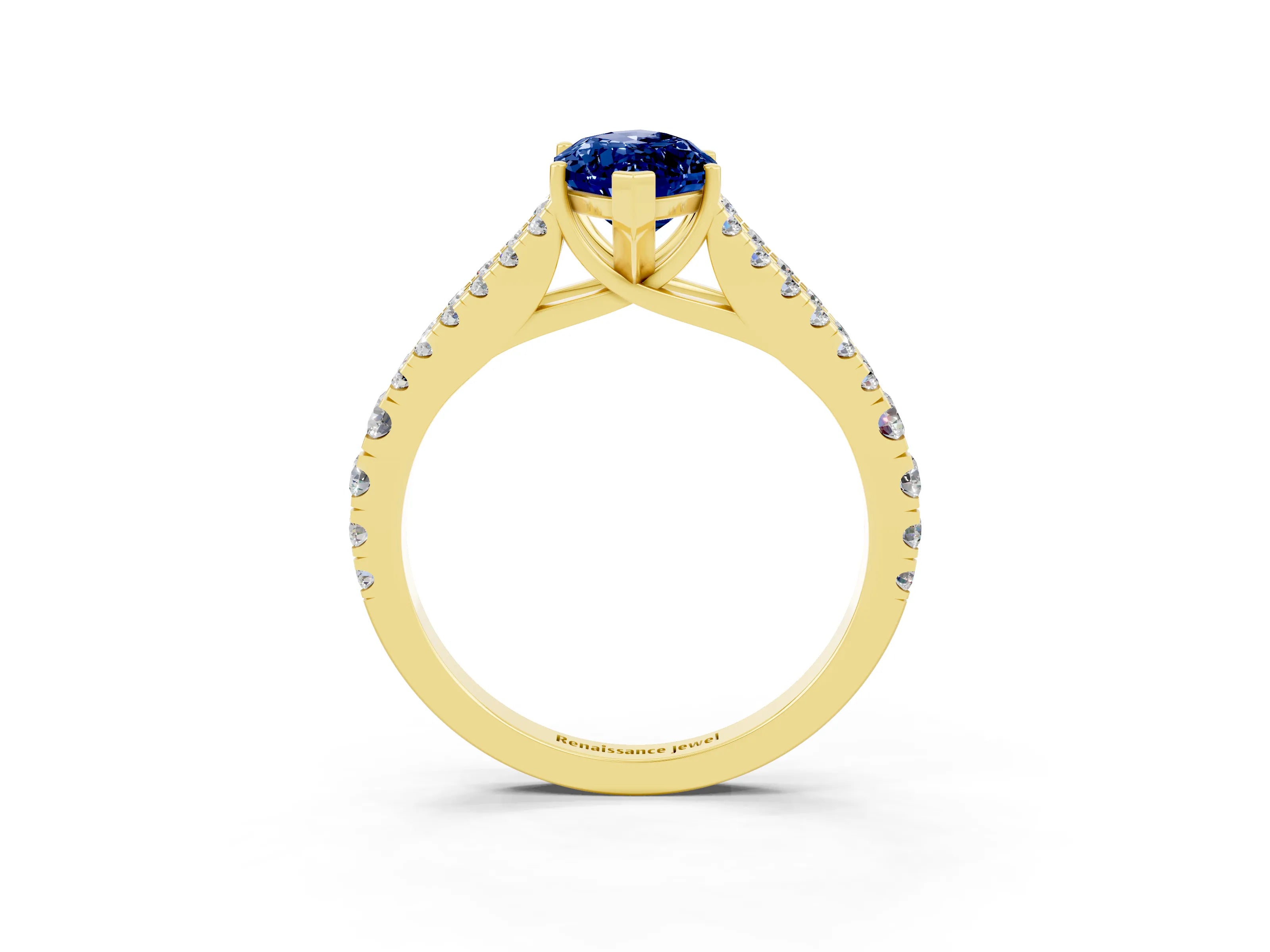Yellow gold Marquise Cut Cut Split Shank Pave Diamond Engagement Ring with Four-Prong Setting_3