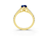 Yellow gold Marquise Cut Cut Split Shank Pave Diamond Engagement Ring with Four-Prong Setting_3
