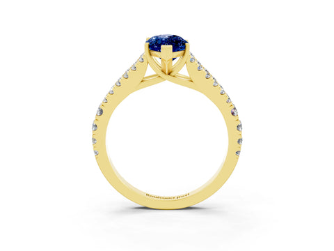 Yellow gold Marquise Cut Cut Split Shank Pave Diamond Engagement Ring with Four-Prong Setting_3