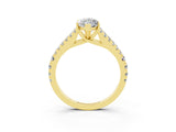 Yellow gold Marquise Cut Cut Split Shank Pave Diamond Engagement Ring with Four-Prong Setting_3