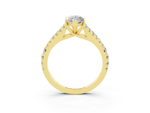 Yellow gold Marquise Cut Cut Split Shank Pave Diamond Engagement Ring with Four-Prong Setting_3