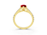 Yellow gold Marquise Cut Cut Split Shank Pave Diamond Engagement Ring with Four-Prong Setting_3
