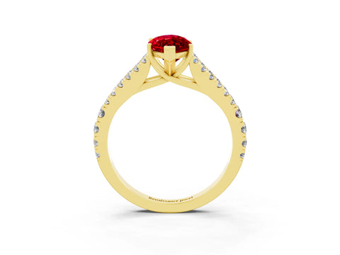 Yellow gold Marquise Cut Cut Split Shank Pave Diamond Engagement Ring with Four-Prong Setting_3