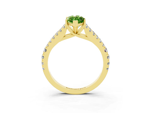 Yellow gold Marquise Cut Cut Split Shank Pave Diamond Engagement Ring with Four-Prong Setting_3