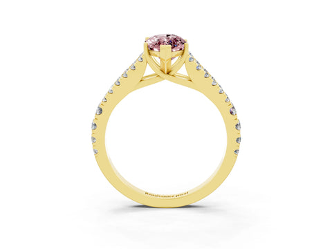 Yellow gold Marquise Cut Cut Split Shank Pave Diamond Engagement Ring with Four-Prong Setting_3