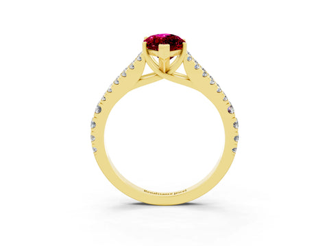 Yellow gold Marquise Cut Cut Split Shank Pave Diamond Engagement Ring with Four-Prong Setting_3
