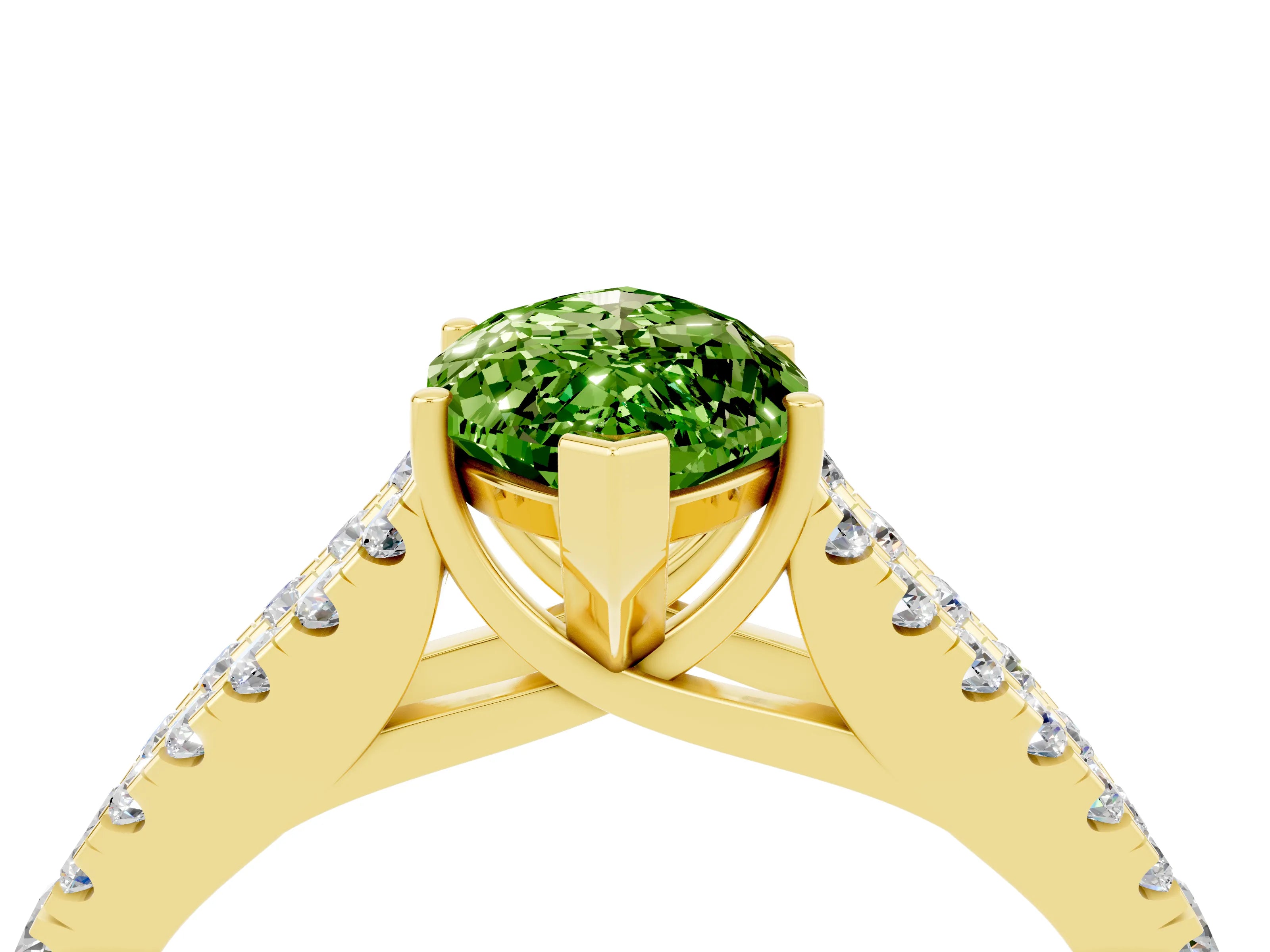 Yellow gold Marquise Cut Cut Split Shank Pave Diamond Engagement Ring with Four-Prong Setting_4