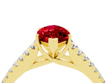 Yellow gold Marquise Cut Cut Split Shank Pave Diamond Engagement Ring with Four-Prong Setting_4