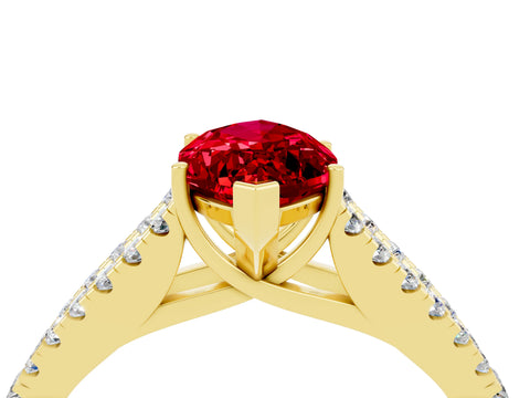 Yellow gold Marquise Cut Cut Split Shank Pave Diamond Engagement Ring with Four-Prong Setting_4