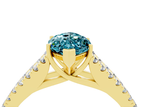 Yellow gold Marquise Cut Cut Split Shank Pave Diamond Engagement Ring with Four-Prong Setting_4