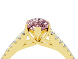 Yellow gold Marquise Cut Cut Split Shank Pave Diamond Engagement Ring with Four-Prong Setting_4