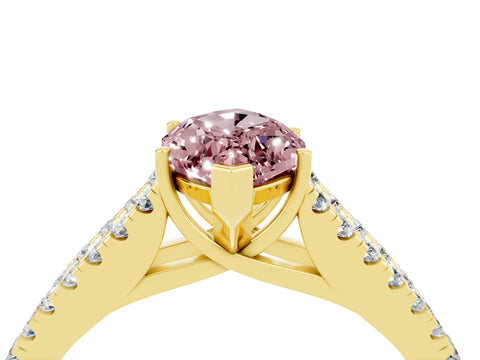 Yellow gold Marquise Cut Cut Split Shank Pave Diamond Engagement Ring with Four-Prong Setting_4