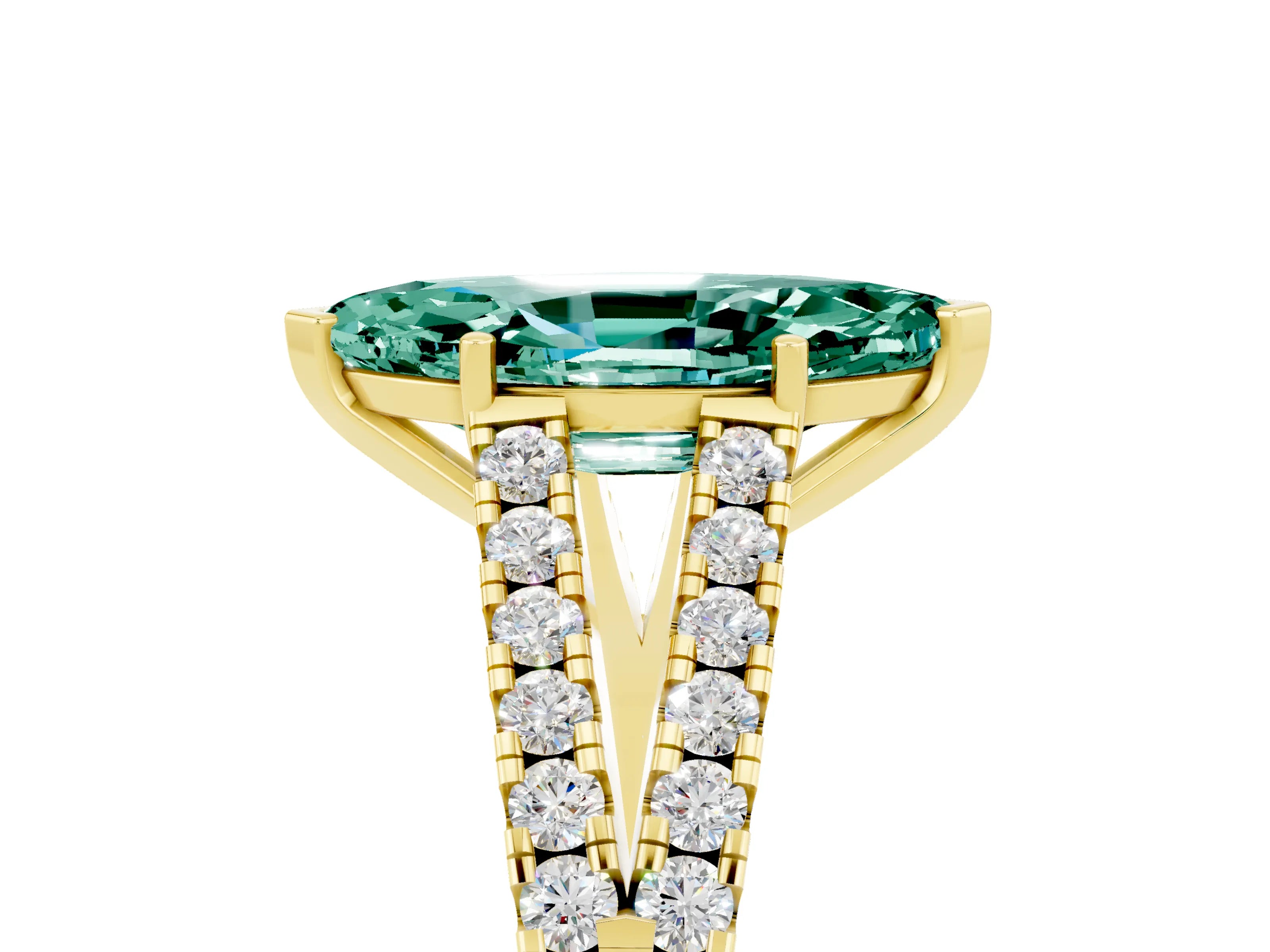 Yellow gold Marquise Cut Cut Split Shank Pave Diamond Engagement Ring with Four-Prong Setting_5