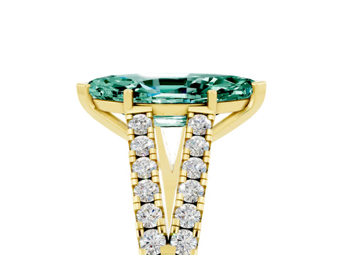 Yellow gold Marquise Cut Cut Split Shank Pave Diamond Engagement Ring with Four-Prong Setting_5