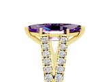 Yellow gold Marquise Cut Cut Split Shank Pave Diamond Engagement Ring with Four-Prong Setting_5