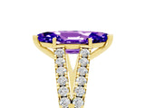 Yellow gold Marquise Cut Cut Split Shank Pave Diamond Engagement Ring with Four-Prong Setting_5