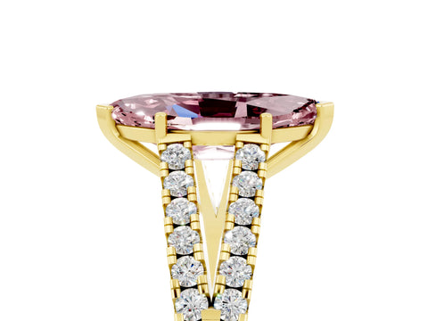Yellow gold Marquise Cut Cut Split Shank Pave Diamond Engagement Ring with Four-Prong Setting_5